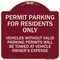 Signmission Permit Parking for Residents Vehicles w/o Valid Parking Permits Towe Alum, 18" x 18", BU-1818-23329 A-DES-BU-1818-23329 - alternate 1